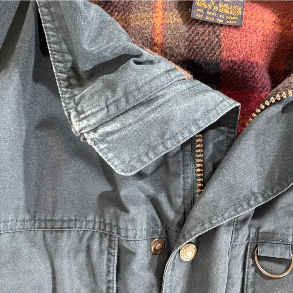 Eddie Bauer Wool Lined Mountain Parka Large Green Hooded Barn Coat Chore Jacket
